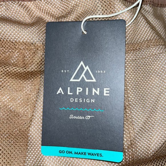 NWT Alpine Design Mens 5" Swim Shorts Brown Alligator Size XXL Trunks Boardshort - Picture 5 of 6